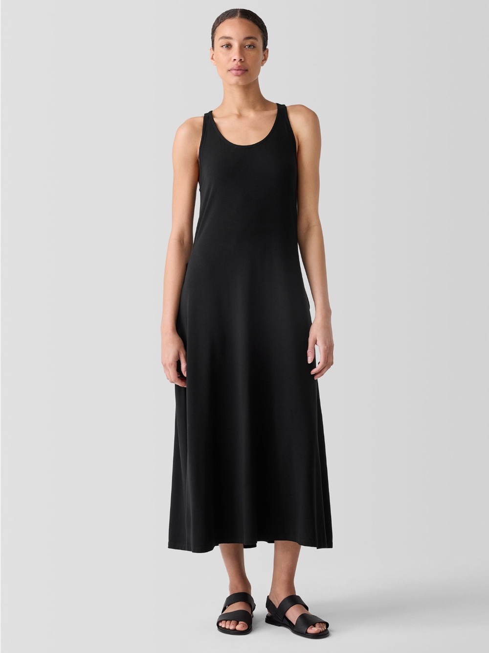 EILEEN FISHER 'Fine Jersey Racer-Back Tank Dress' in Black
